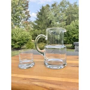 Tiffany & Co. Crystal Bedside Tumble Up Water Pitcher & Glass, 7.25” Tall